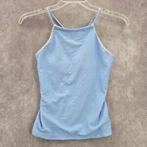 Blue Lace Crisscross Back Tie Padded Swimwear Tankini Tank‎ Top Medium M